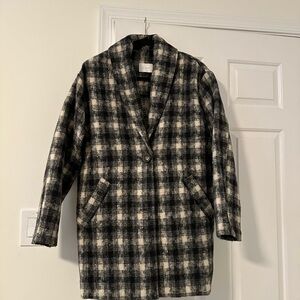 Plaid Coat in Black & Cream